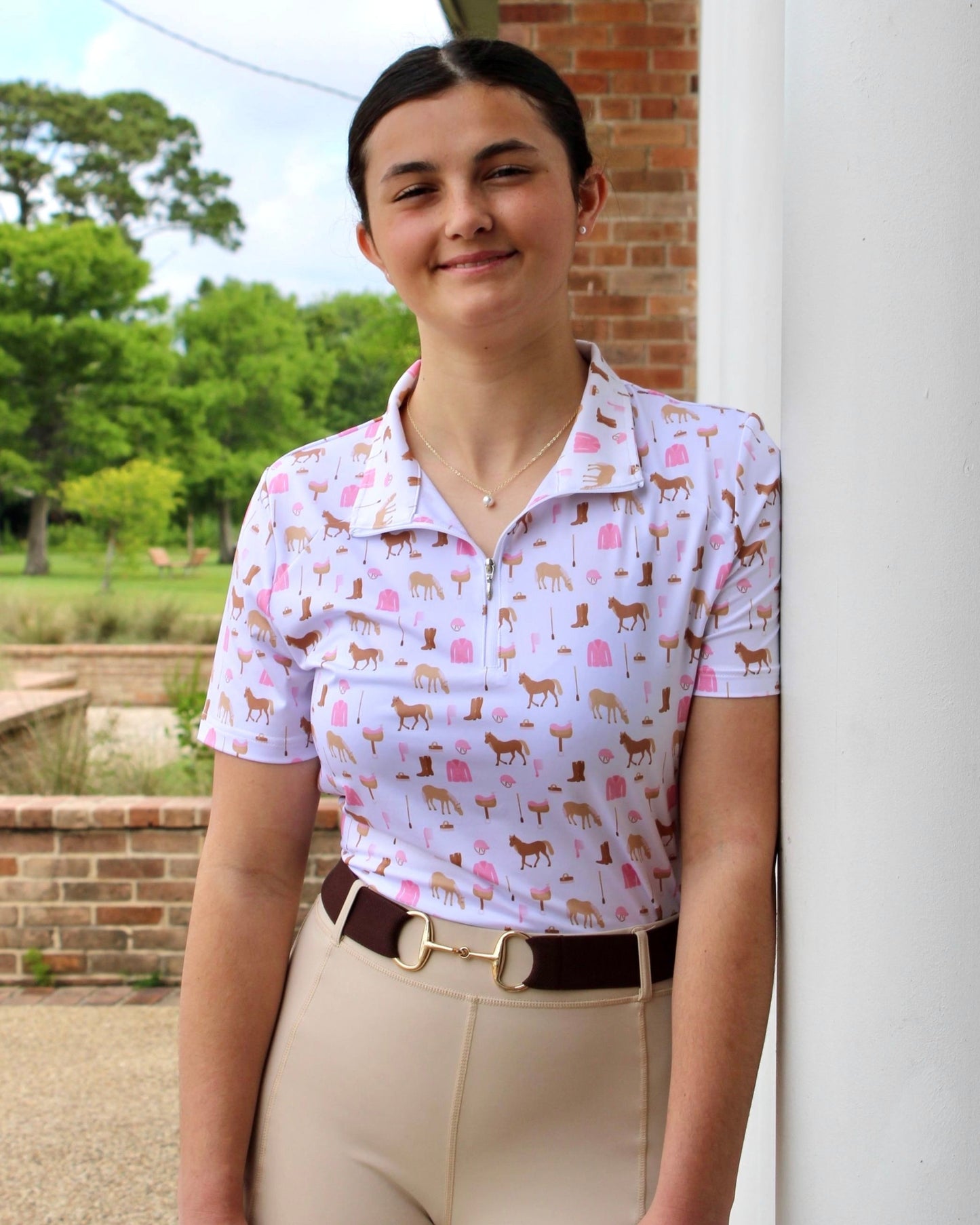 Short Sleeve Base Layer- Pony Pink