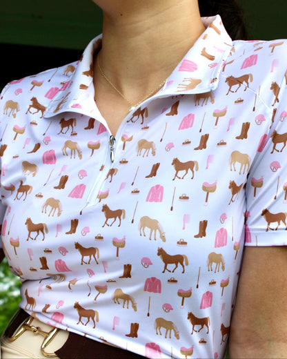 Short Sleeve Base Layer- Pony Pink