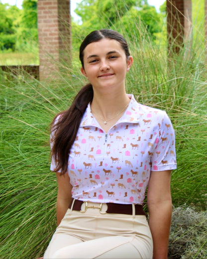 Short Sleeve Base Layer- Pony Pink